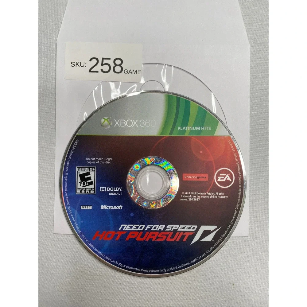 Need for Speed Hot Pursuit Xbox 360 Platinum Hits Racing Game Disc Only